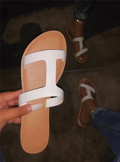 Slotted round head hollow slippers White - Shop at LoveMi