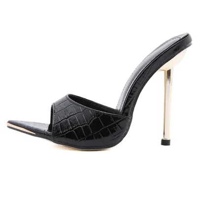 Summer New Metal Toe High Heel Women's Shoes Black - Shop at LoveMi