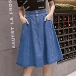 Women's High Waist Denim Bust A-line Skirt - Blue
