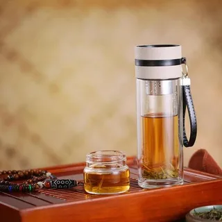 Stylish And Simple Transparent Double-layer Thick Bottom Glass - Khaki