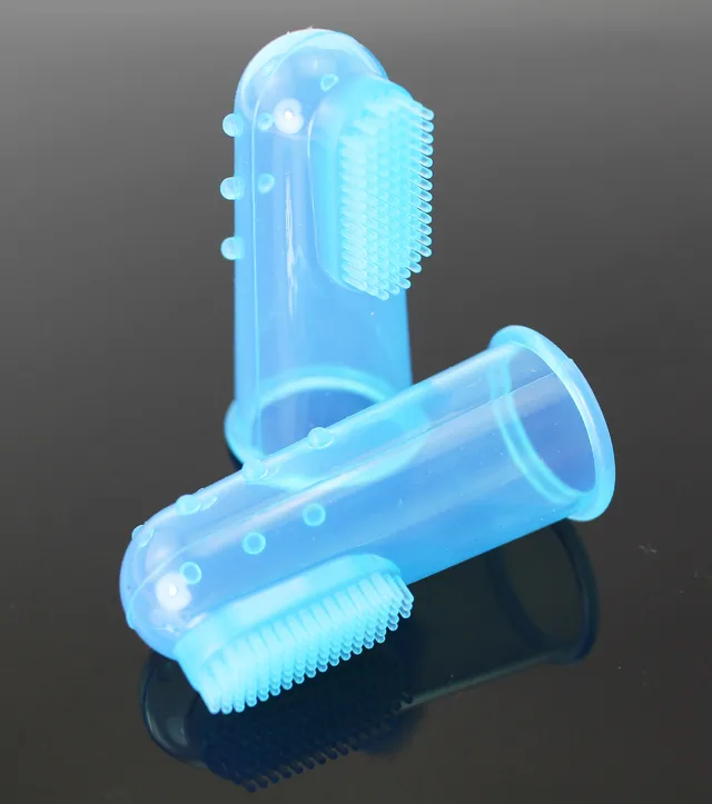 Natural silicone finger toothbrush Transparent Blue - Shop at LoveMi
