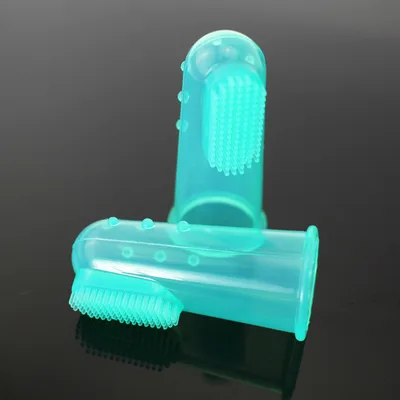 Natural silicone finger toothbrush Transparent Green - Shop at LoveMi