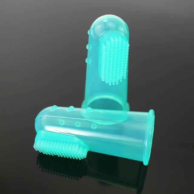 Natural silicone finger toothbrush Transparent Green - Shop at LoveMi