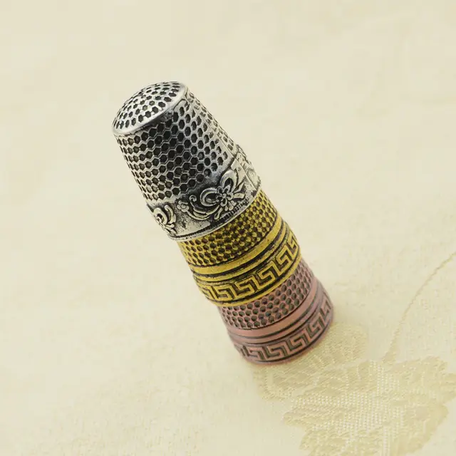 Three-Color Pure Copper Thimble Cap, Sewing Tools And Needlework Set Accessories - Silver White