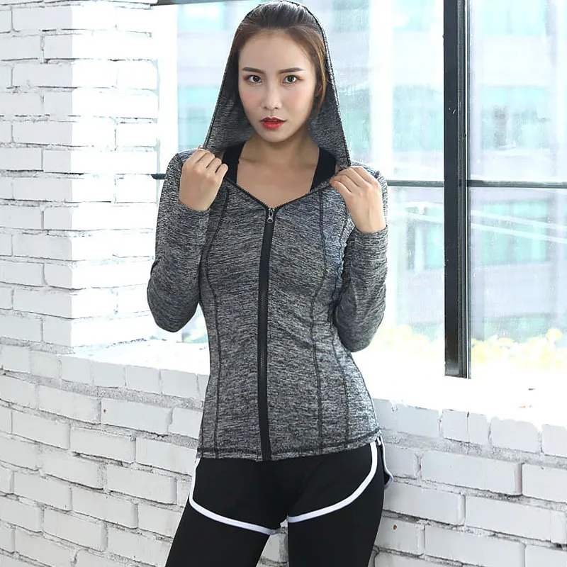 Yoga running jacket cardigan - Hooded Gray