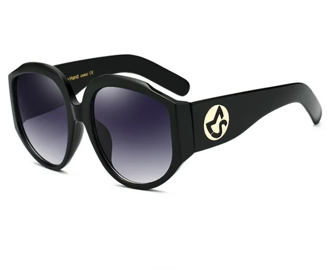 Oversize Women Round Sun Glasses Fashion Ladies Olive Frames Glasses Black - Shop at LoveMi