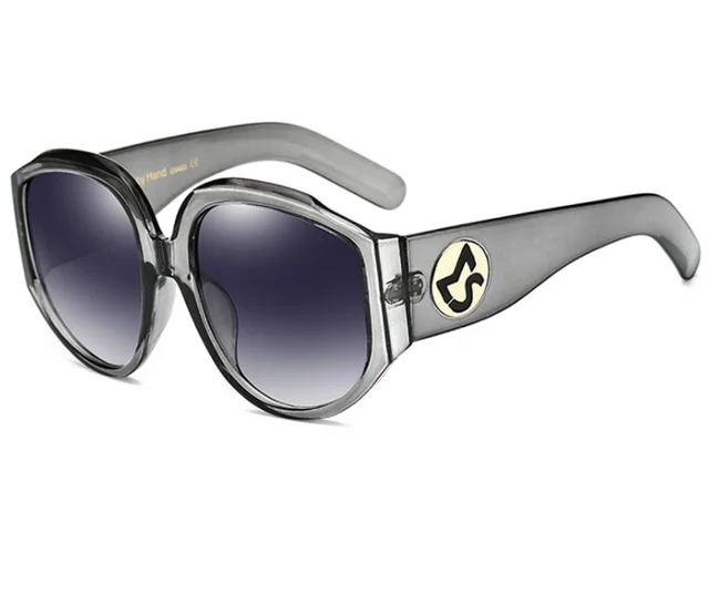 Oversize Women Round Sun Glasses Fashion Ladies Olive Frames Glasses Gray - Shop at LoveMi