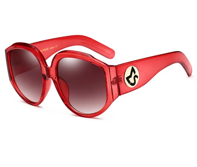Oversize Women Round Sun Glasses Fashion Ladies Olive Frames Glasses Red - Shop at LoveMi
