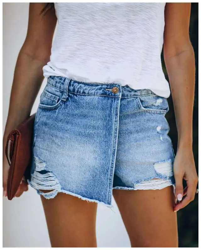 Light blue denim shorts Blue - Shop at LoveMi