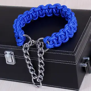 Medium And Large Dog Leather Neck Supplies - Blue