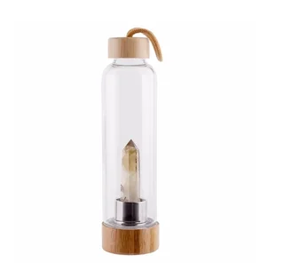 Crystal Infused Elixir Glass & Bamboo Water Bottle - Yellow