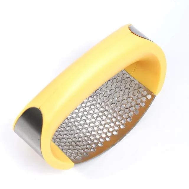 Stainless Steel Garlic Masher Garlic Press Household Manual Curve Fruit Vegetable Tools Kitchen Gadgets - Yellow