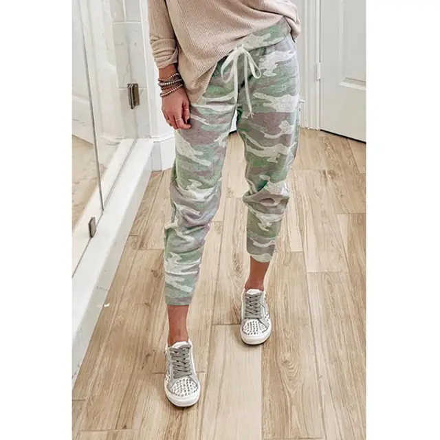 Camouflage print lace-up trousers - Camouflage