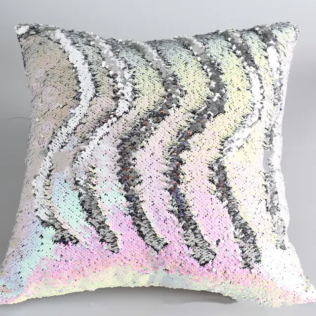 Rainbow color reversal sequins pillow Sliver - Shop at LoveMi