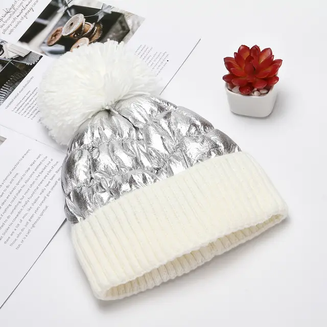 All-match thick woolen hat, ladies warm hat, knitted hat - White