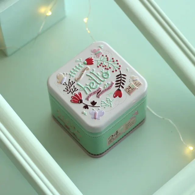 Three-Dimensional Relief Small Square Box Creative Iron Box - Flower Language