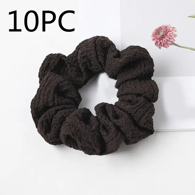 Puff large intestine hair circle fabric Dark Coffee 10Pc - Shop at LoveMi