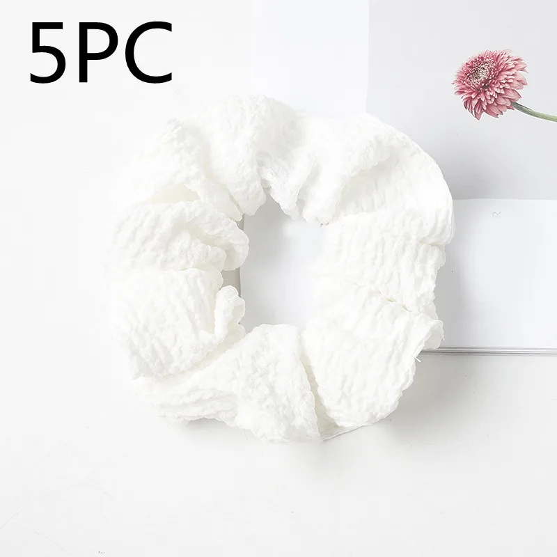 Puff large intestine hair circle fabric - White 5Pc