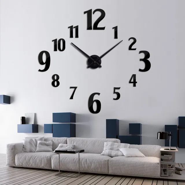 Creative Three Dimensional Decoration Diy Mirror Wall Stickers Nordic Clocks Black - Shop at LoveMi