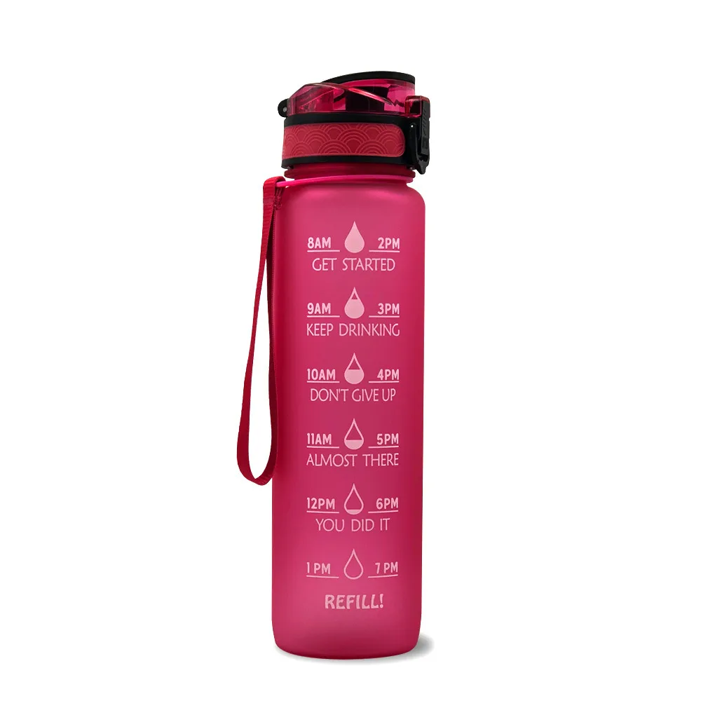 Plastic bottle frosted gradient bouncing cup water bottle sports bottle space cup travel cup - Red