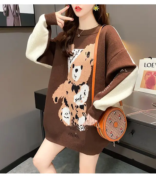 Mid-length versatile sweater - Brown