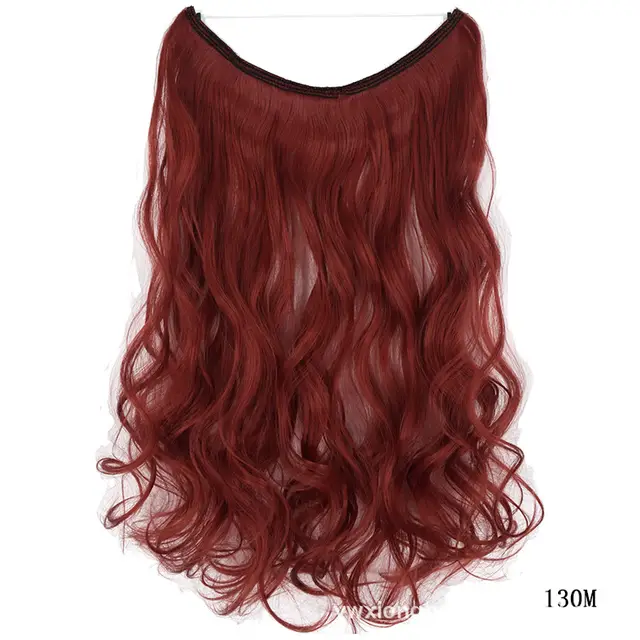 22 inches Invisible Wire No Clips in Hair Extensions Secret Fish Line Hairpieces Silky Straight Synthetic 130M Curly - Shop at LoveMi