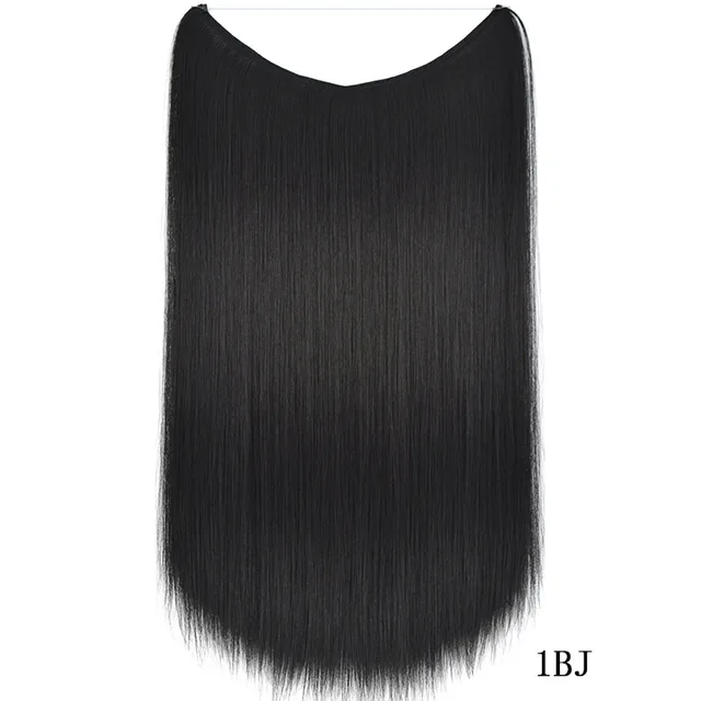 22 inches Invisible Wire No Clips in Hair Extensions Secret Fish Line Hairpieces Silky Straight Synthetic 1Bj Straight - Shop at LoveMi