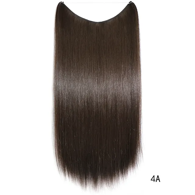 22 inches Invisible Wire No Clips in Hair Extensions Secret Fish Line Hairpieces Silky Straight Synthetic - 4A Straight