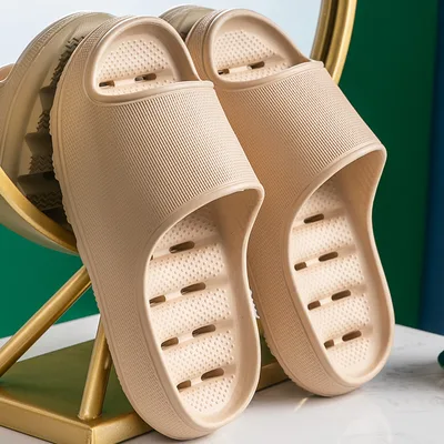Soft Leaking Thick Slippers for Home Bathroom Anti slip Khaki - Shop at LoveMi
