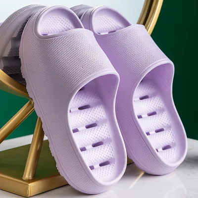 Soft Leaking Thick Slippers for Home Bathroom Anti slip Purple - Shop at LoveMi