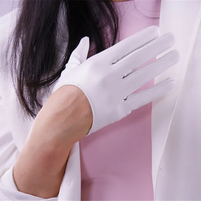 Women's short PU leather gloves White - Shop at LoveMi