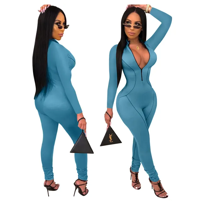 Side striped jumpsuits Blue - Shop at LoveMi