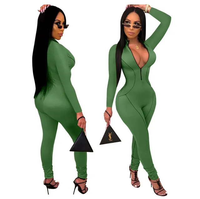 Side striped jumpsuits Green - Shop at LoveMi