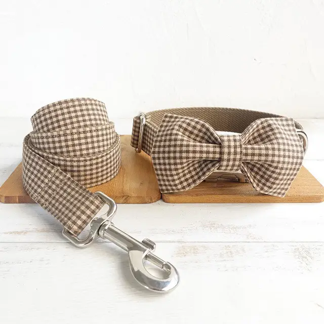Teddy dog pen pet leash set Coffee Plaid - Shop at LoveMi