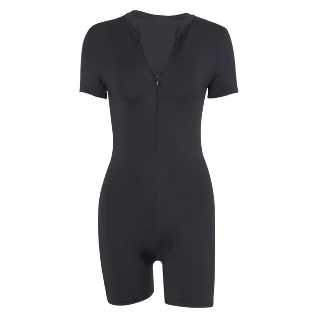 Casual sports jumpsuit - Short Sleeve Black