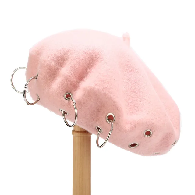 Personality Hoop Eye Hip Hop Beret Pink - Shop at LoveMi