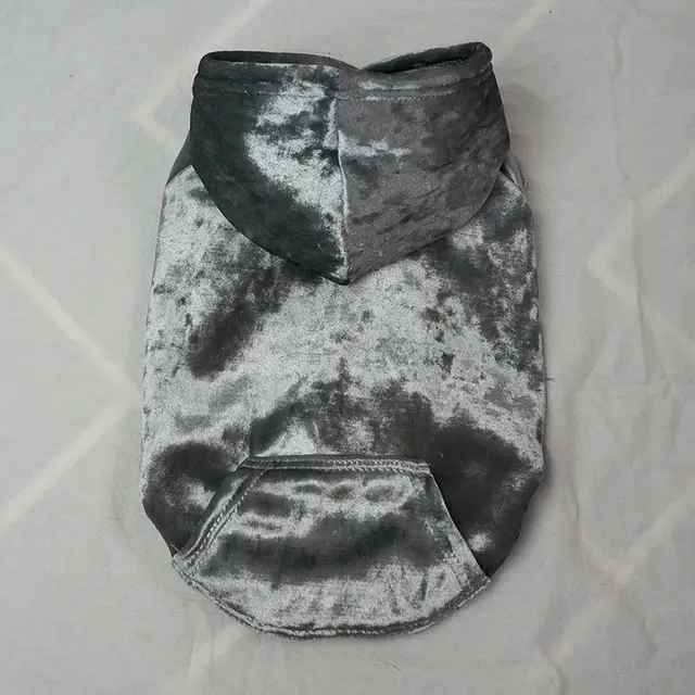Small dog with fleece hoodie - Grey