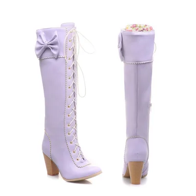 Bowknot high boots Purple - Shop at LoveMi