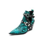 Pointed Toe Single Boots Studded Western Cowboy Boots - Green