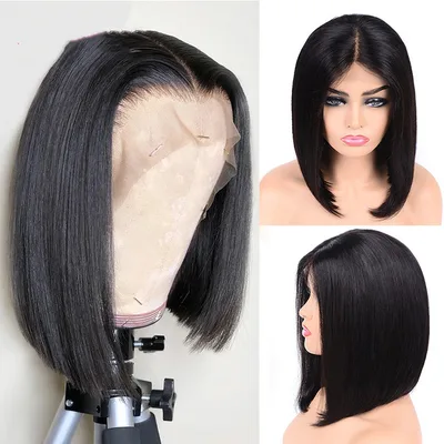 Front lace black short straight hair 10Inch - Shop at LoveMi