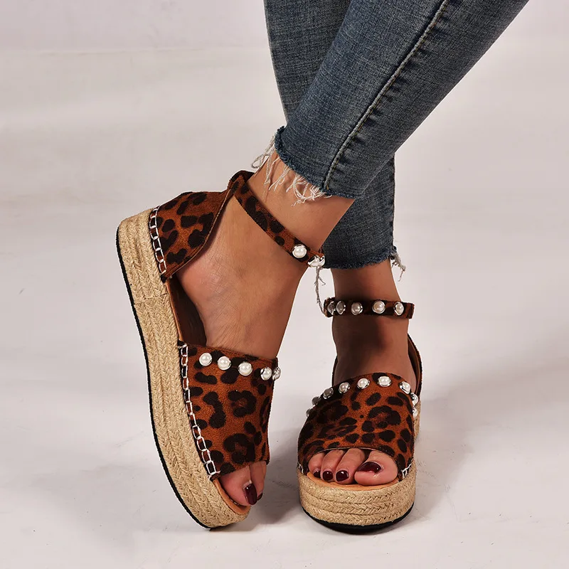 Zomersandalen Met Kleine Hak - Leopard