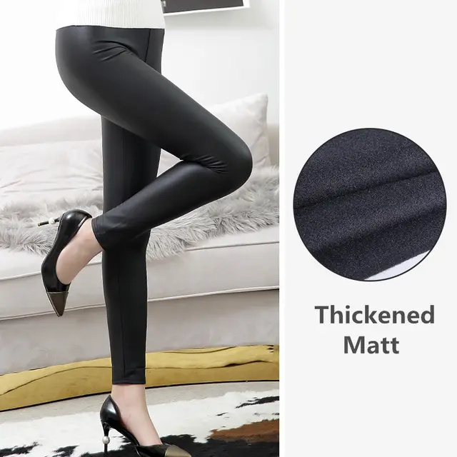 High Waist Leather Leggings Thickened Matt - Shop at LoveMi