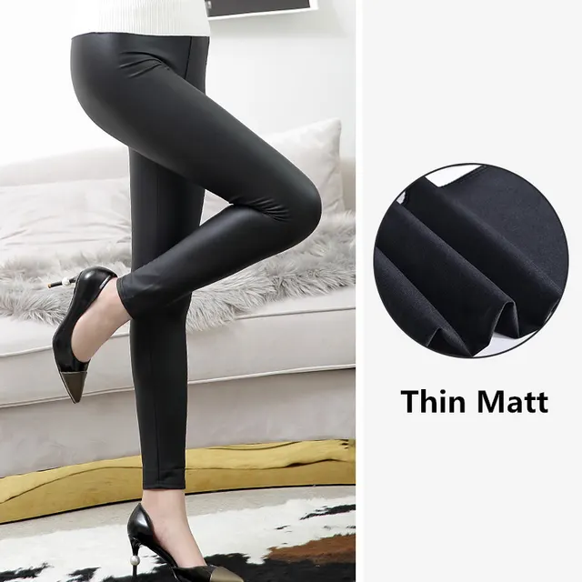 High Waist Leather Leggings Thin Matt - Shop at LoveMi