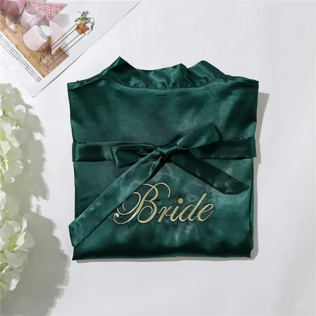 Bridal pajamas simulation silk nightgown Green - Shop at LoveMi
