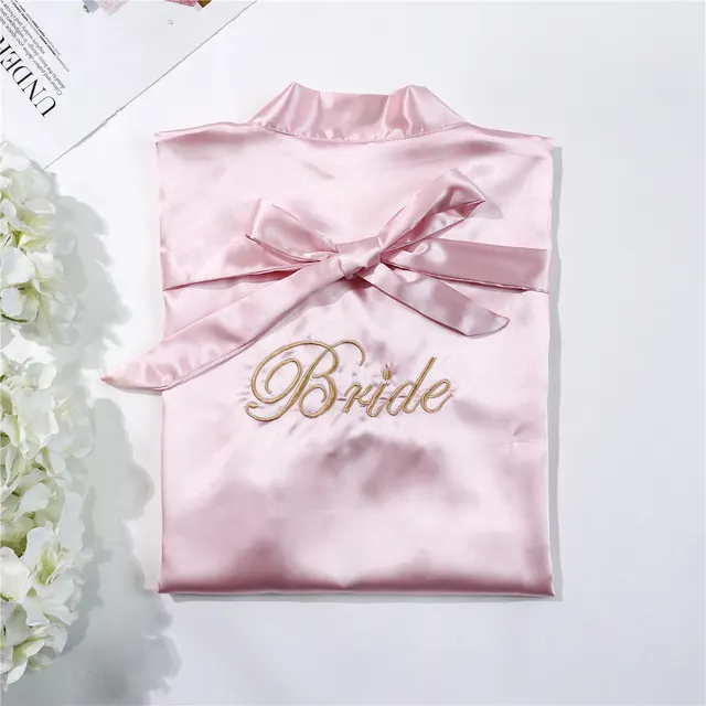 Bridal pajamas simulation silk nightgown Pink - Shop at LoveMi
