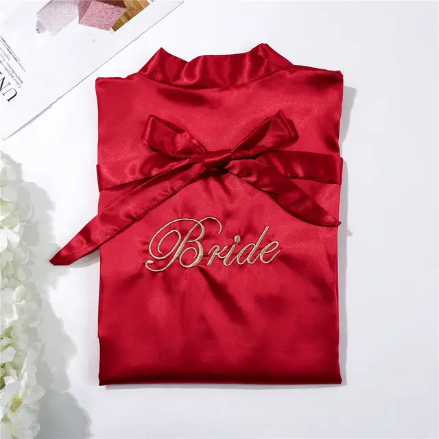 Bridal pajamas simulation silk nightgown Red - Shop at LoveMi