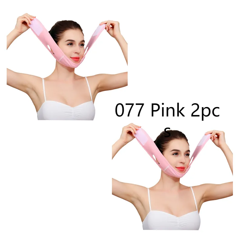 Face Slim V-Line Lift Up Mask Cheek Chin Neck Slimming Thin Belt Strap Beauty Delicate Facial Thin Face Mask Slimming Bandage - 007Pink 2Pcs
