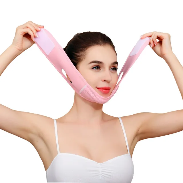 Face Slim V Line Lift Up Mask Cheek Chin Neck Slimming Thin Belt Strap Beauty Delicate Facial Thin Face Mask Slimming Bandage 077Pink - Shop at LoveMi