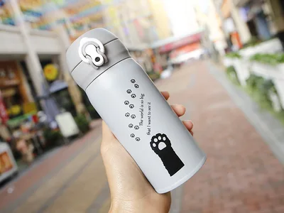 Stainless steel vacuum flask cat claw vacuum cup Black Cat Paw - Shop at LoveMi