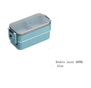 Healthy Material Microwave Dinnerware Lunch Box - Double 400 Ml Blue